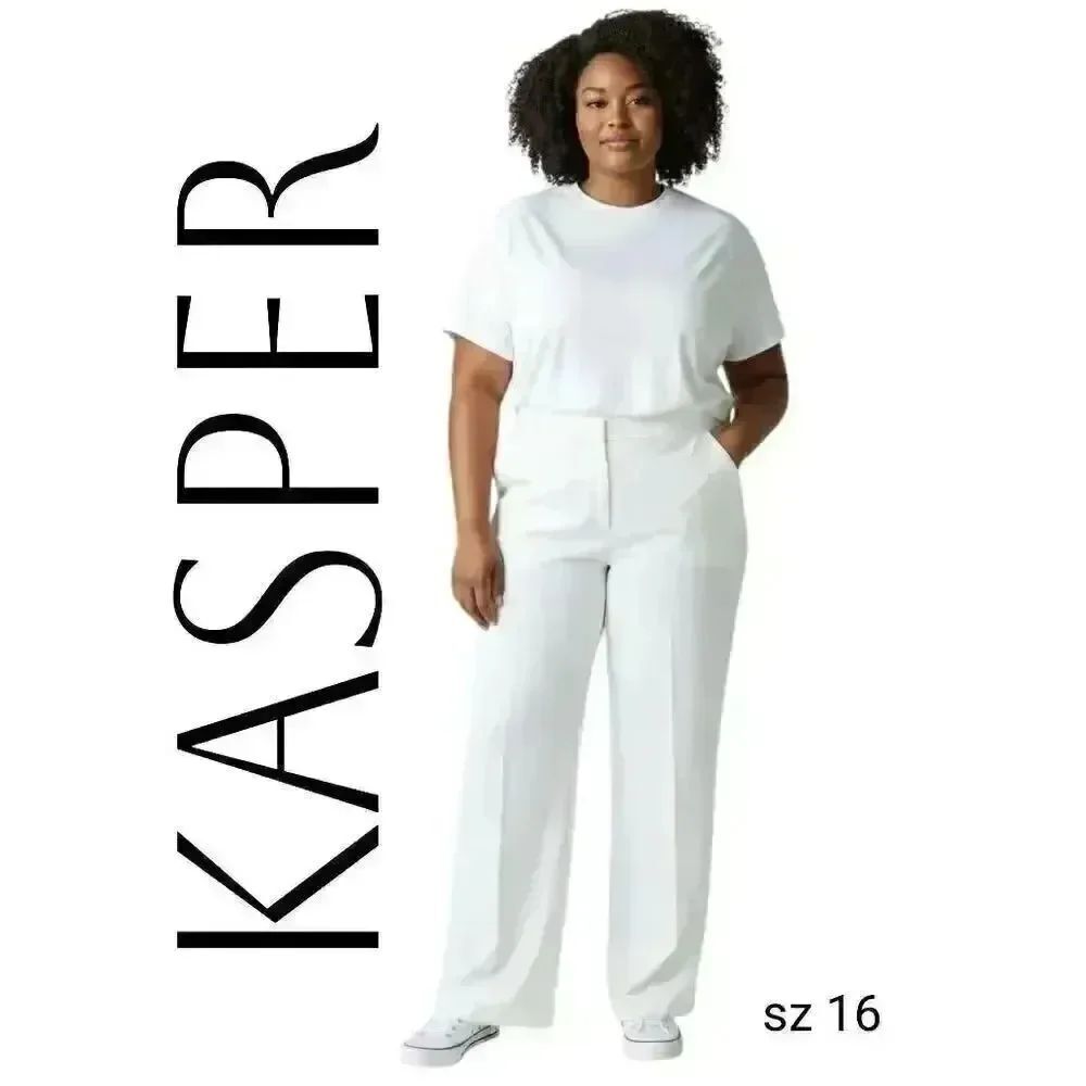 Kasper Winter White Cream Neutral Business Professional Career Trousers Pants